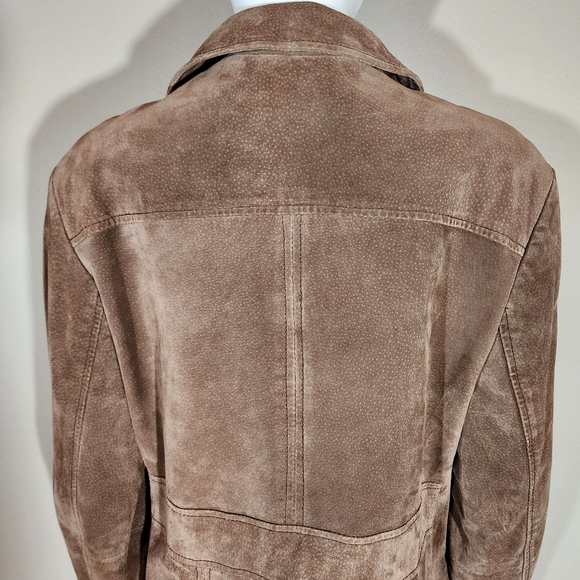 (EUC) I.E. Relaxed Petite Tan Suede Leather Zip Jacket - Picture 6 of 12
